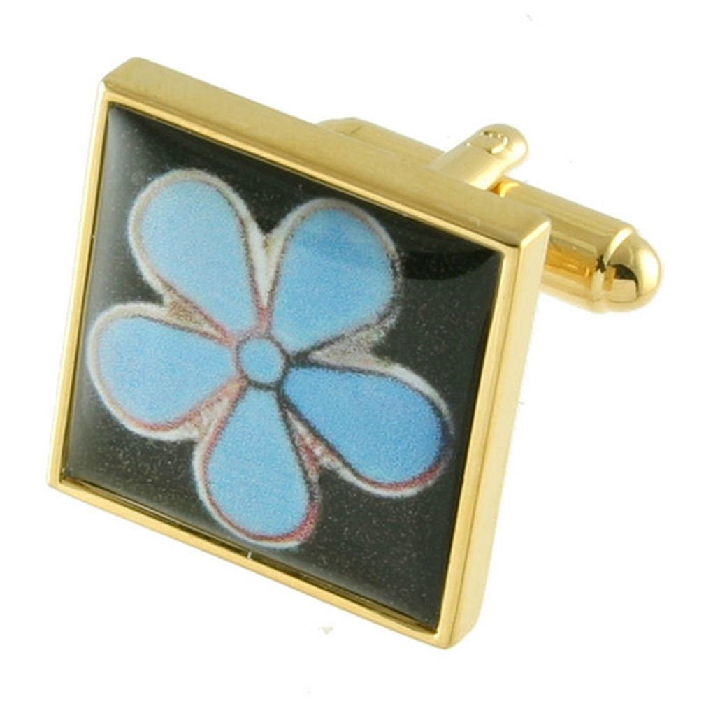 Handmade Masonic Cufflinks - Blue Forget-Me-Not Flower Design with Premium Black Velvet Gift Pouch - Perfect for Freemason Gifts, Formal Events & Wedding Attire