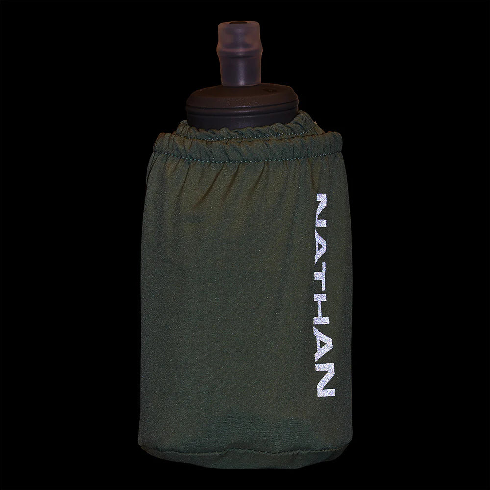 Pinnacle Soft Flask Handheld 18oz (Sage Green/Reflective Silver) - Leak-Proof Collapsible Water Bottle for Hiking, Running, Cycling & Outdoor Adventures