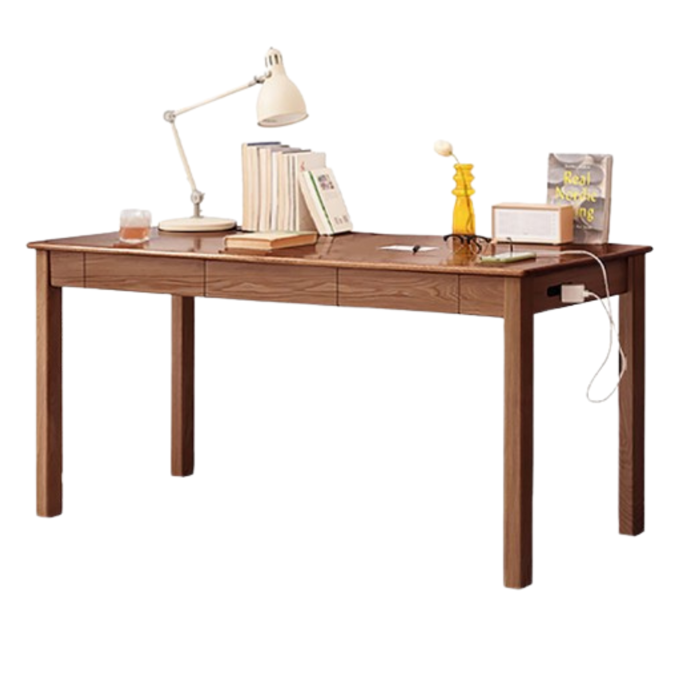 Premium Black Walnut, Ash & Oak Solid Wood Modern Writing Desk - Home Office Furniture for Work & Study | Ergonomic Design for Comfort & Productivity