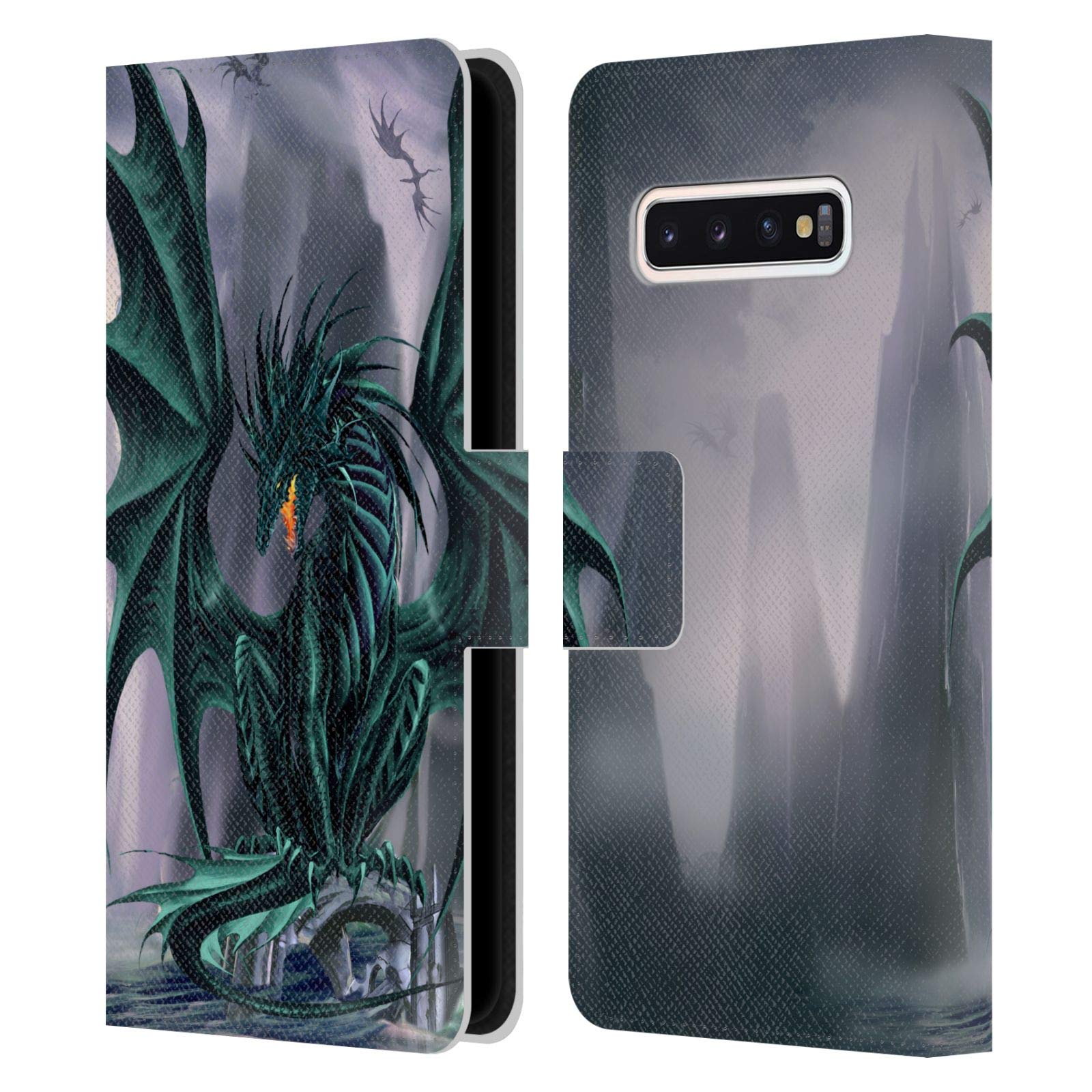 Ruth Thompson Jade Dragons Leather Book Wallet Case Cover for Samsung Galaxy S10 | Officially Licensed by Head Case Designs | Perfect for Everyday Use & Travel