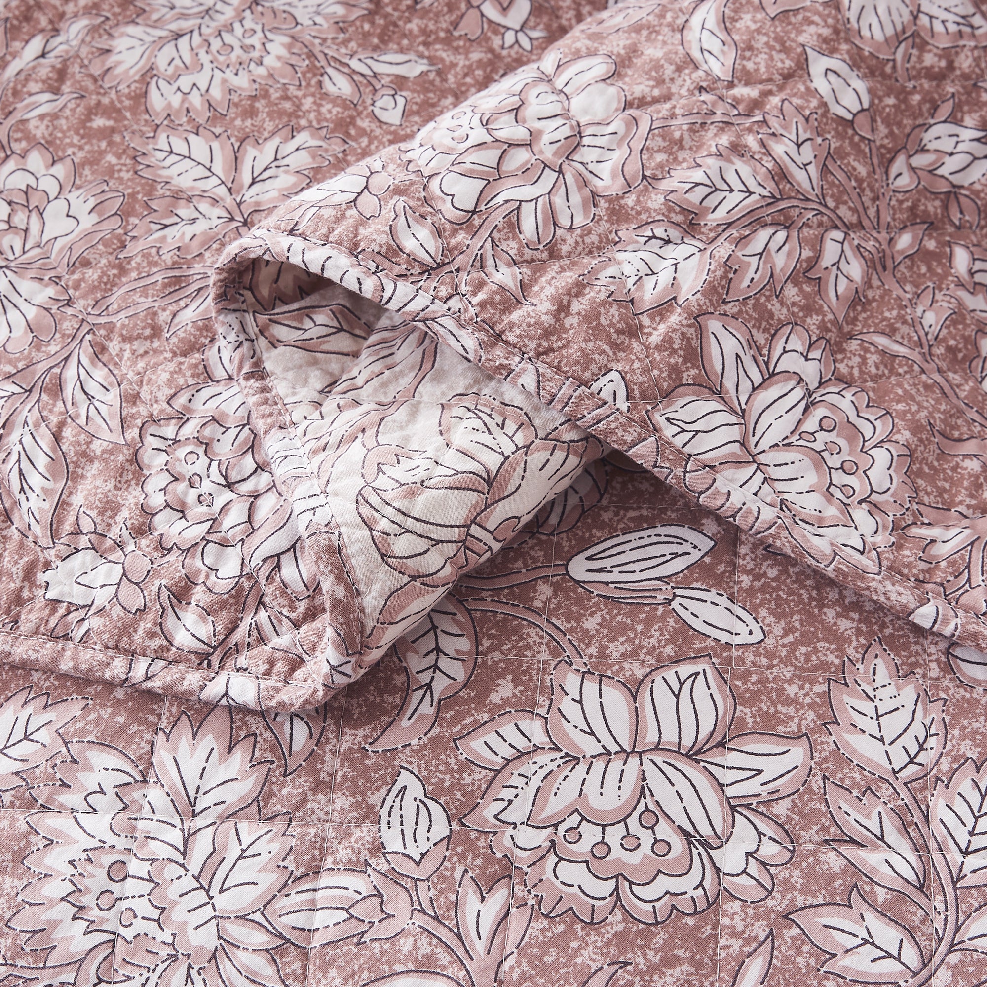 Zara Floral Block Reversible Cotton Quilt Set - Queen Size Bedding, Soft & Breathable Comforter Cover with Pillowcases - Perfect for Spring & Summer Bedroom Decor