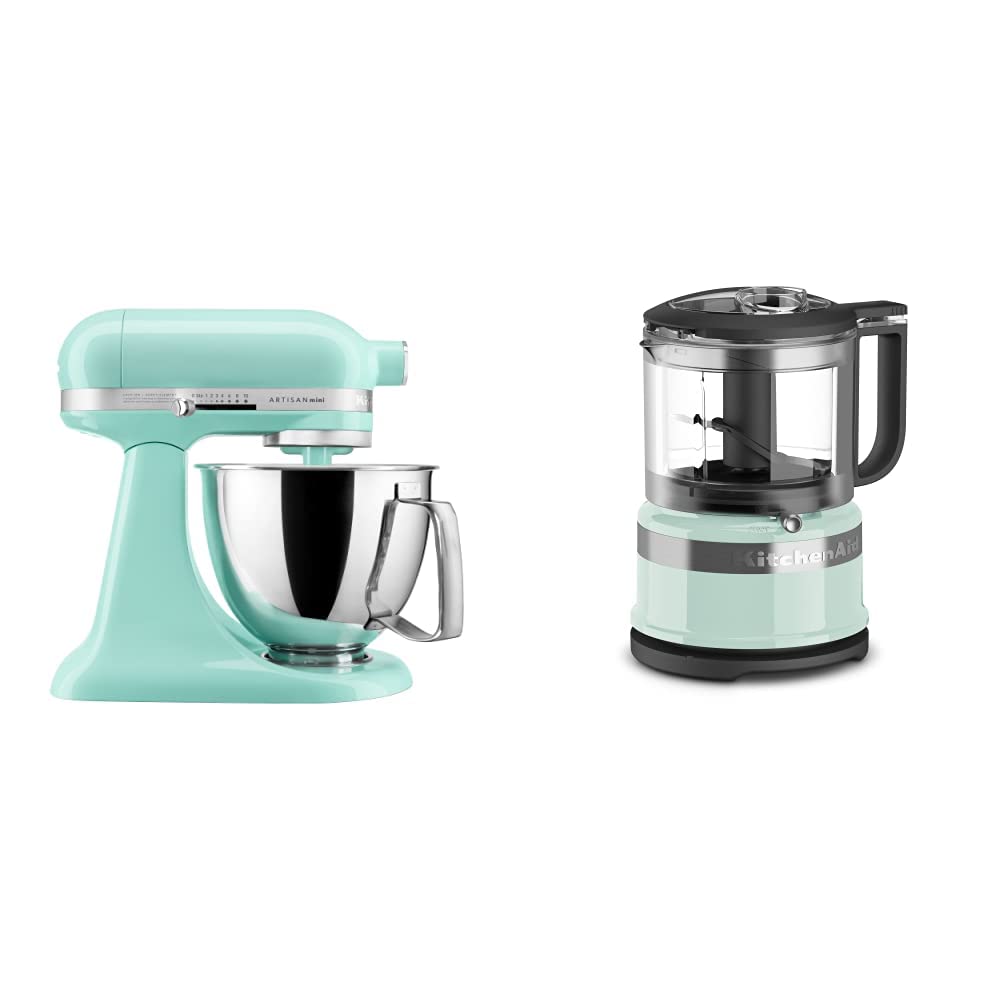 KitchenAid Artisan Mini Stand Mixer with Food Chopper - 3.5 Quart Tilt-Head Mixer & 3.5 Cup Food Processor Bundle - Perfect for Baking, Meal Prep & Small Kitchen Spaces