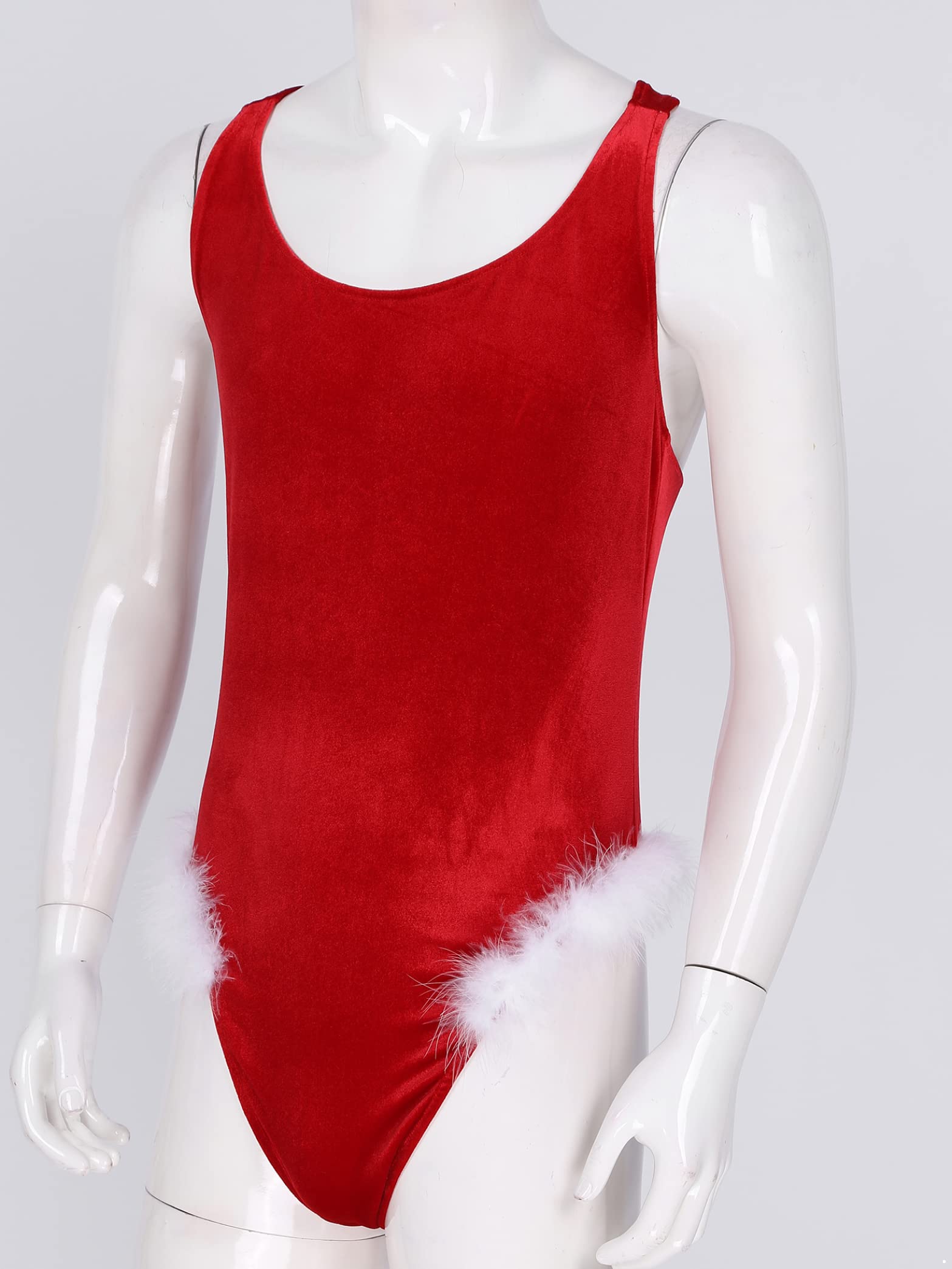 Men's Santa Claus Costume - Velvet Christmas Cosplay Outfit for Adults | Sexy Lingerie & Wrestling Bodysuit | Perfect for Holiday Parties, Cosplay Events & Festive Fun