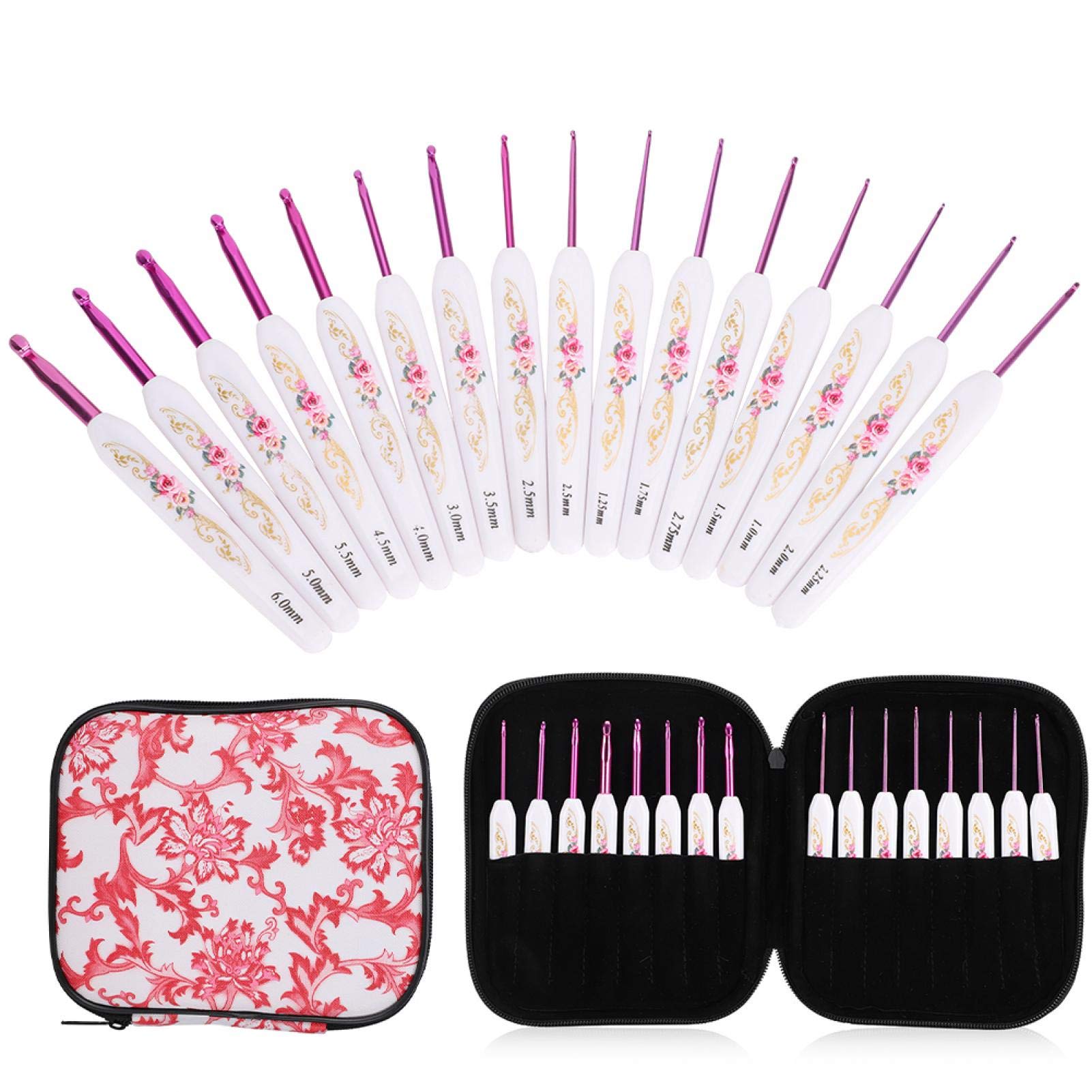 16Pcs Aluminum Crochet Kit with Knitting Needles & Carry Bag - DIY Handcraft Supplies for Beginners, Home Decor & Gift Making (Pink) | Perfect for Knitting Projects, Scarf Making & Crafting Enthusiasts