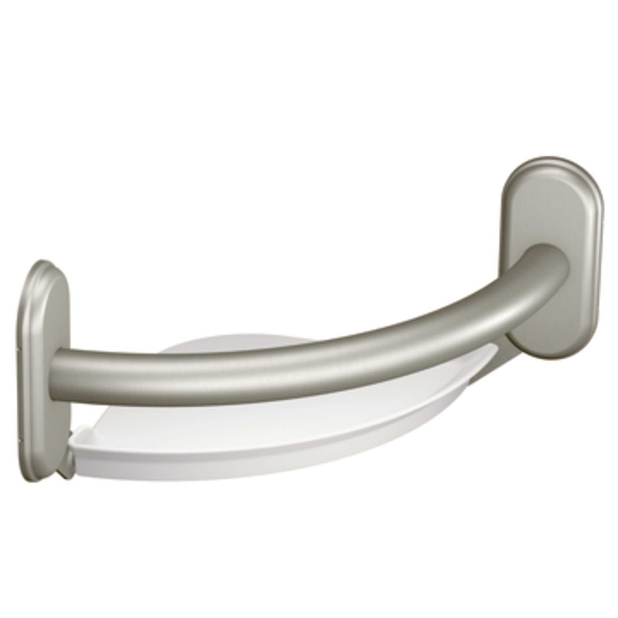 Moen LR2354DBN Brushed Nickel Bathroom Grab Bar with Corner Shelf & Moen R2356DBN 16-Inch Home Care Grab Bar with Shelf - ADA Compliant Safety Bars for Shower, Bathtub & Elderly Bathroom Accessibility
