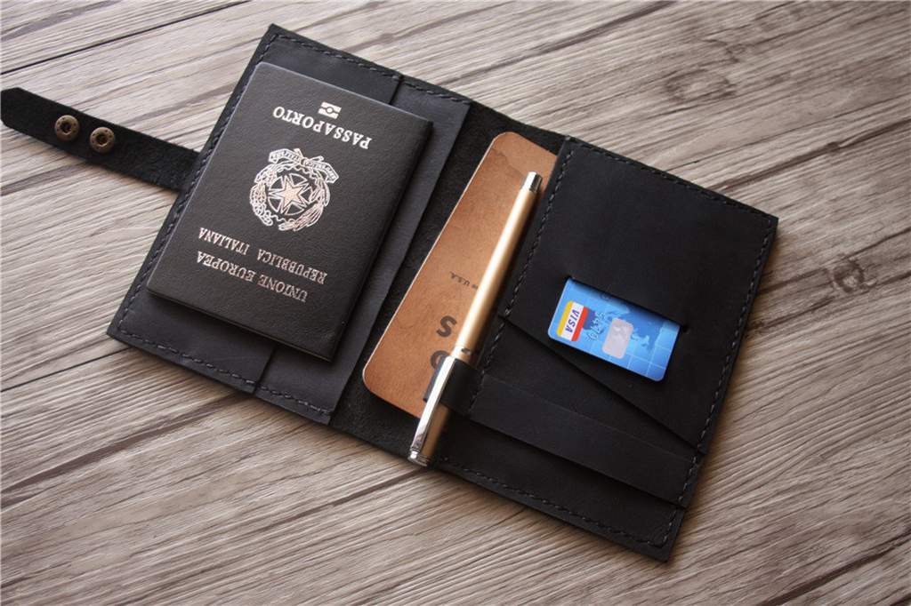 Personalized Leather Passport Holder for Men - RFID Blocking Travel Wallet - Perfect for Business Trips & Vacations