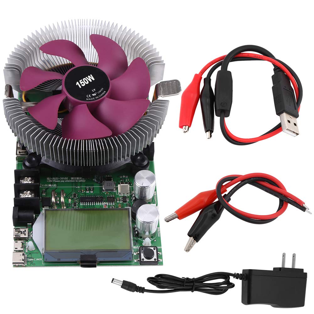 150W 200V 20A USB Adjustable Electronic Load Battery Tester - Constant Current Discharge Capacity Tester Module for Li-ion/NiMH/Pb Batteries - Perfect for RC Cars, Solar Power Systems & DIY Electronics Projects