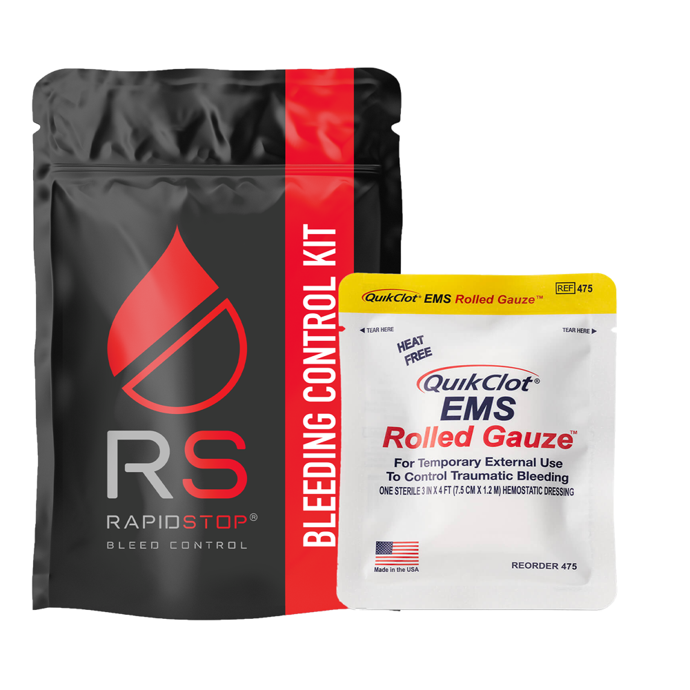 RAPIDSTOP Emergency Bleeding Control Kit - Medium Size with Plastic Pouch for EMS & First Aid | Trauma Response, Workplace Safety & Outdoor Survival Gear