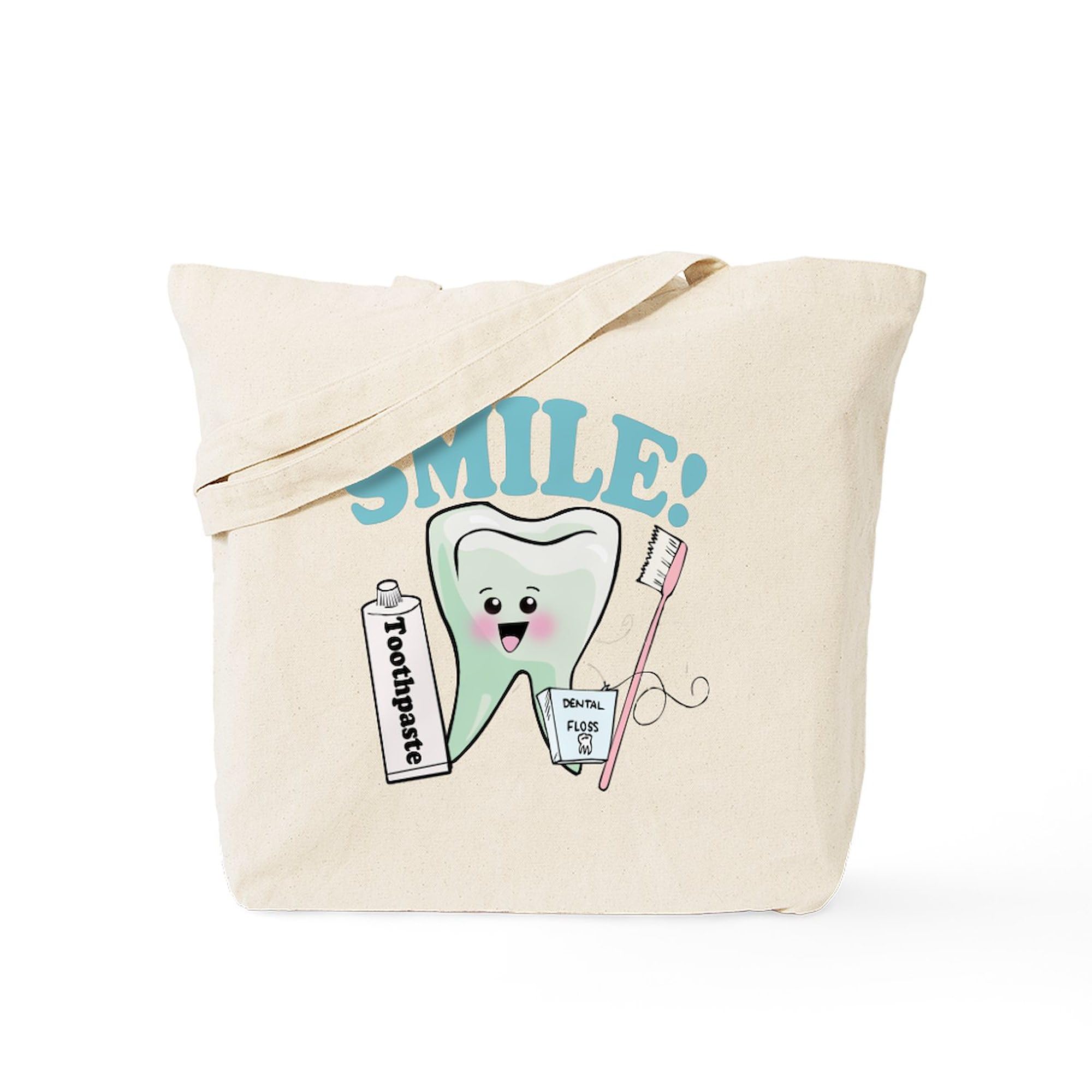 Dentist Hygienist Teeth Tote Bag - Reusable Natural Beige Canvas Shopping Bag for Dental Professionals | Perfect for Work, Groceries & Eco-Friendly Daily Use