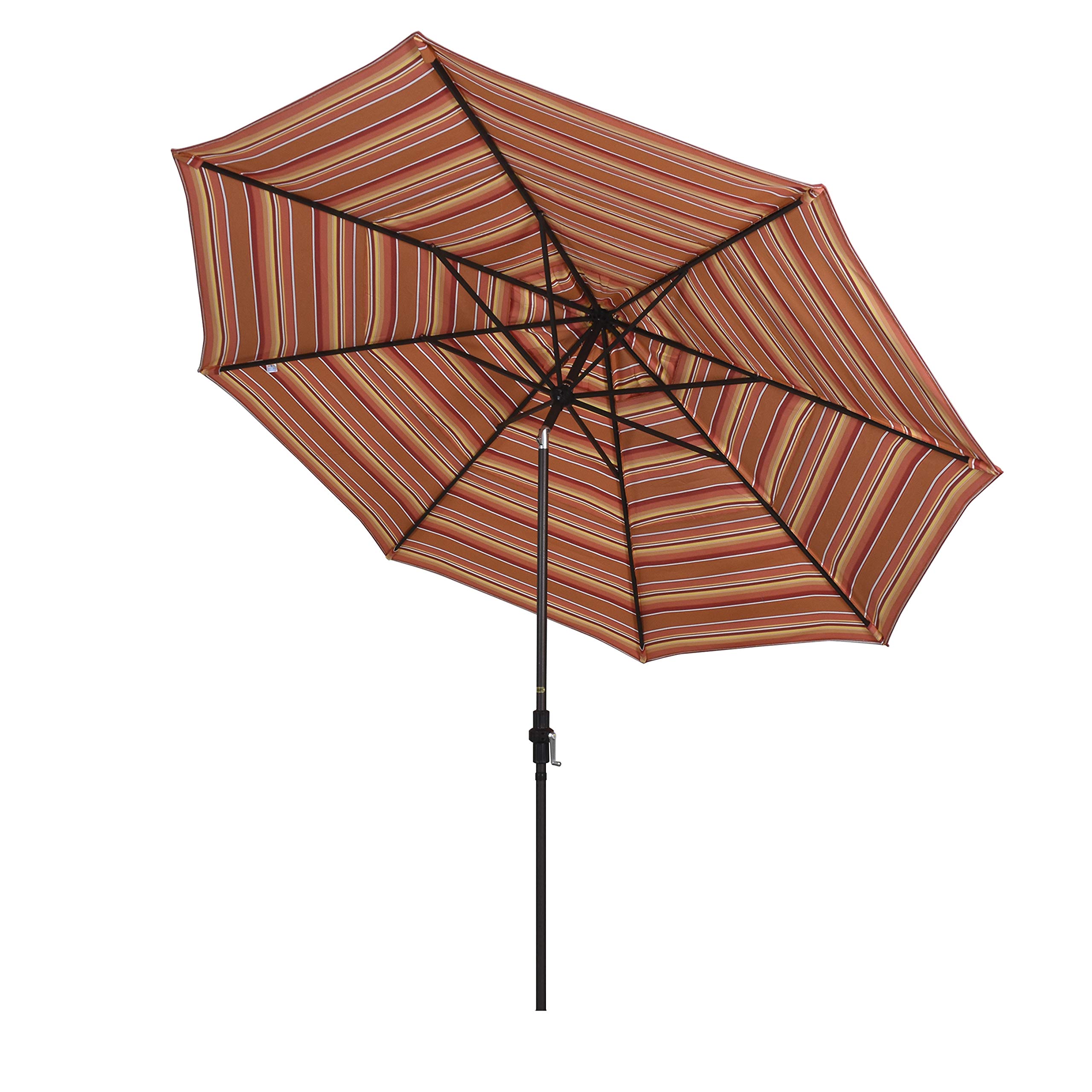 11' Round California Patio Umbrella with Crank Lift & Tilt - Aluminum Pole & Fiberglass Ribs - Bronze Finish & Sunbrella Dolce Mango Fabric - Perfect for Poolside, Backyard, and Outdoor Dining Areas