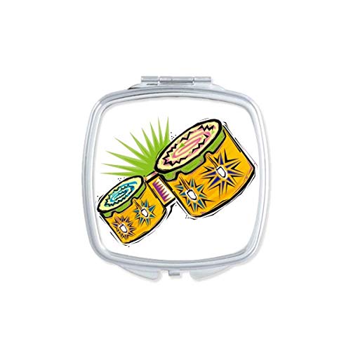 DIYthinker Mexican Culture Element Illustration Mirror - Portable Compact Pocket Makeup Mirror with Double Sided Glass for Travel, Home & Vanity Use