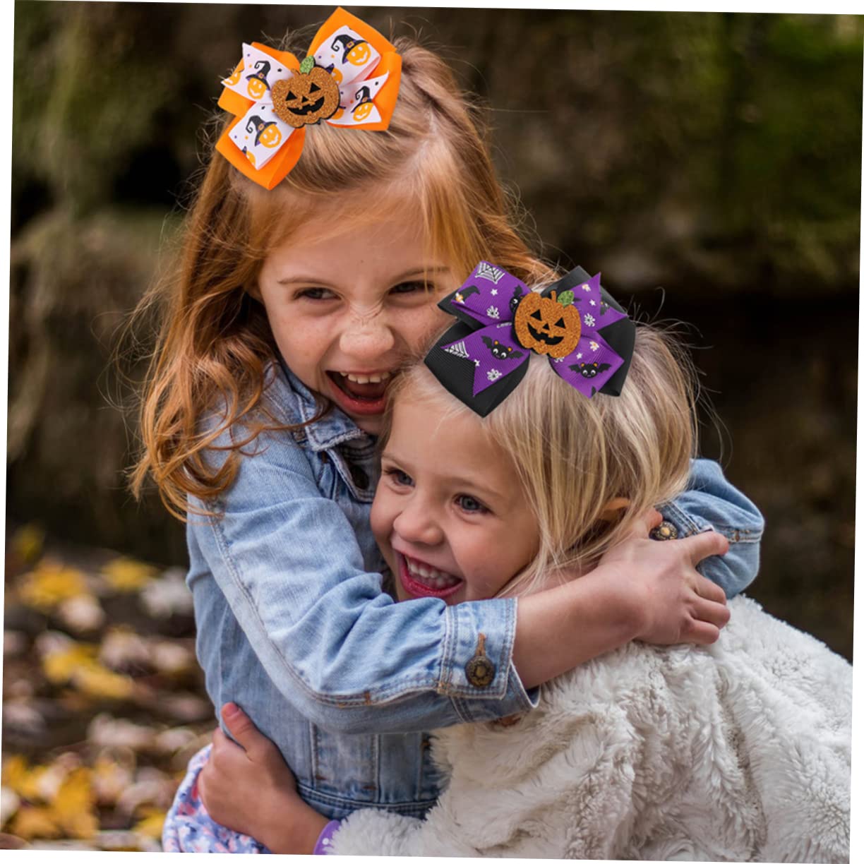 Beavorty Halloween Hair Bows - 4pcs Witch Hair Clips with Bat & Pumpkin Design for Women & Girls - Perfect for Costume Parties, Cosplay, and Spooky Celebrations