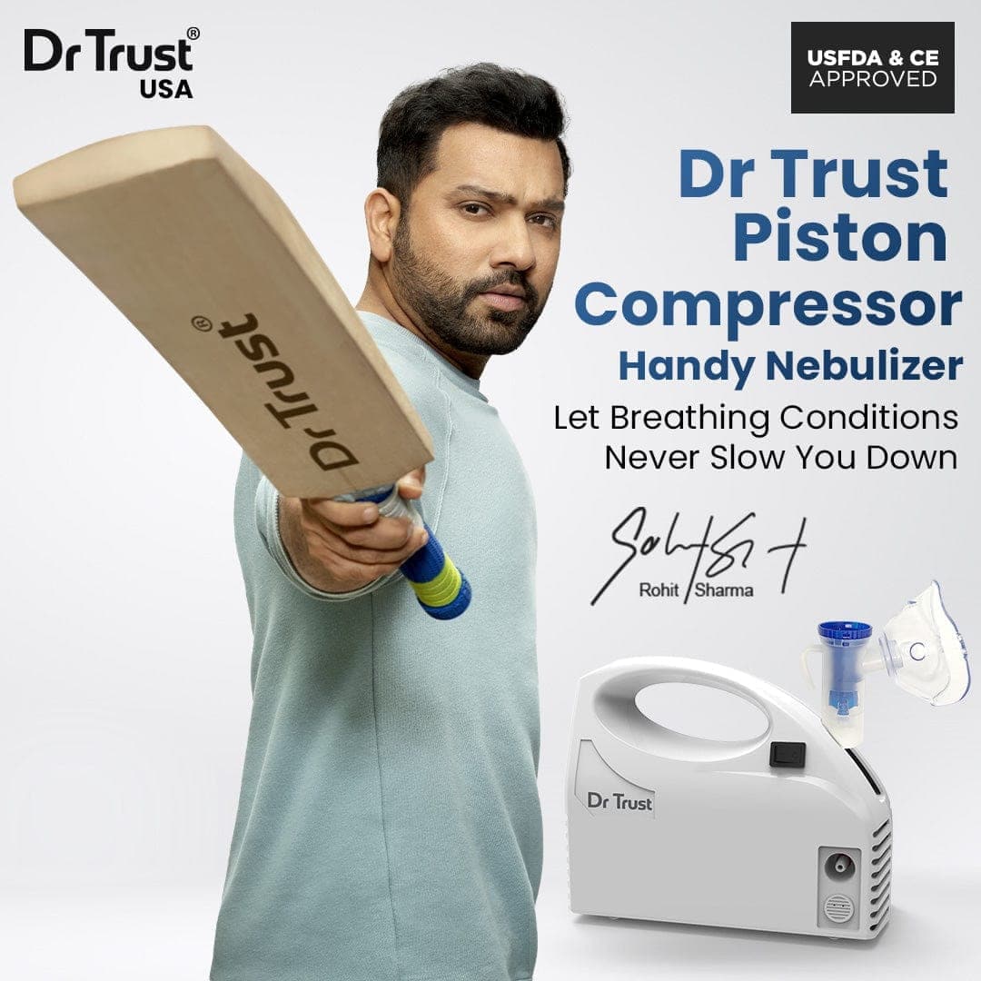 Dr Trust USA Portable Piston Compressor Nebulizer Machine - Handheld Asthma & Allergy Relief for Kids & Adults - Perfect for Home, Travel & Emergency Use