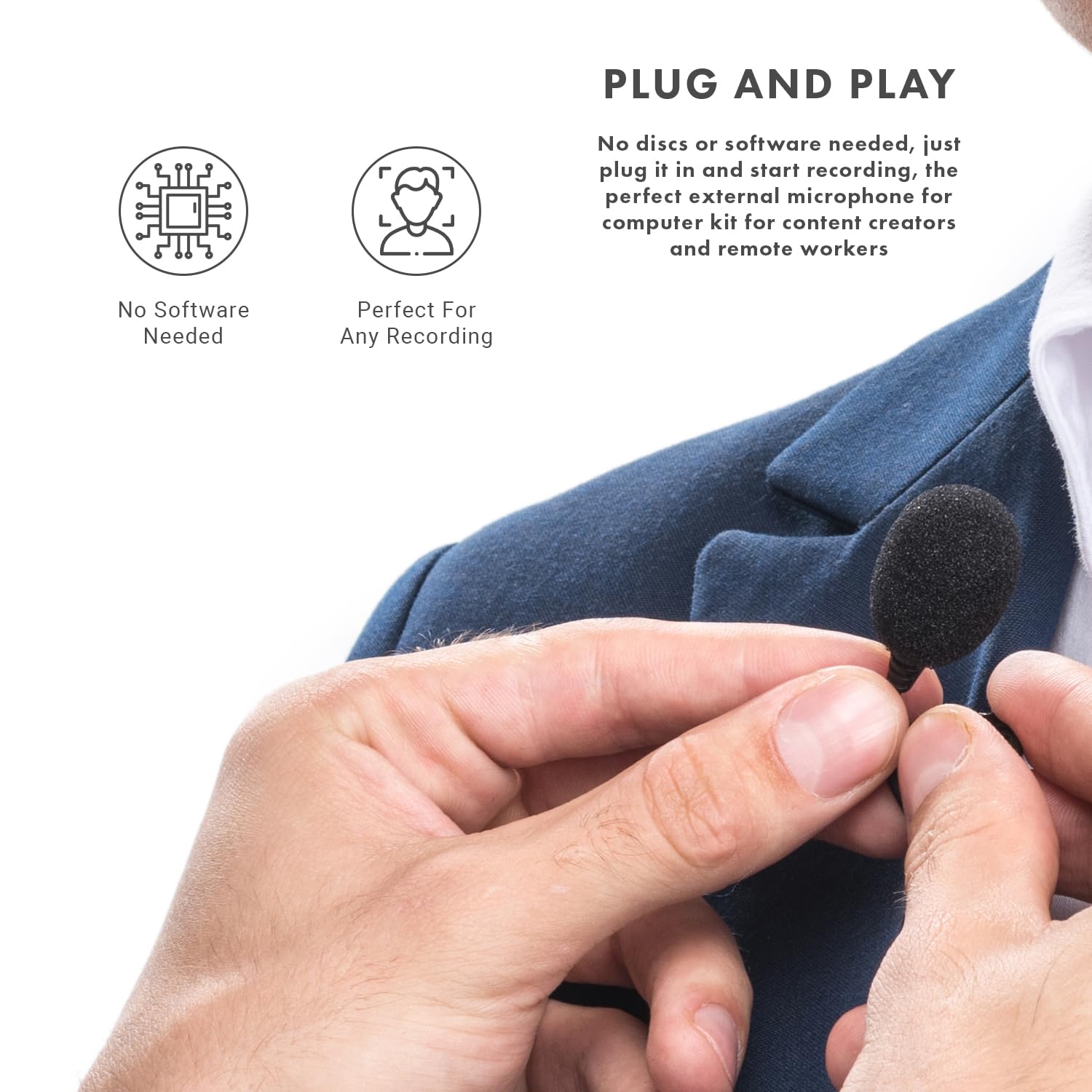 Movo LV1-USB Lavalier Microphone - Clip-On Lapel Mic for iPhone, Android, PC, Mac, Laptop, Camera - 3.5mm & USB Plug - Perfect for Podcasting, YouTube Videos, Live Streaming & Online Meetings