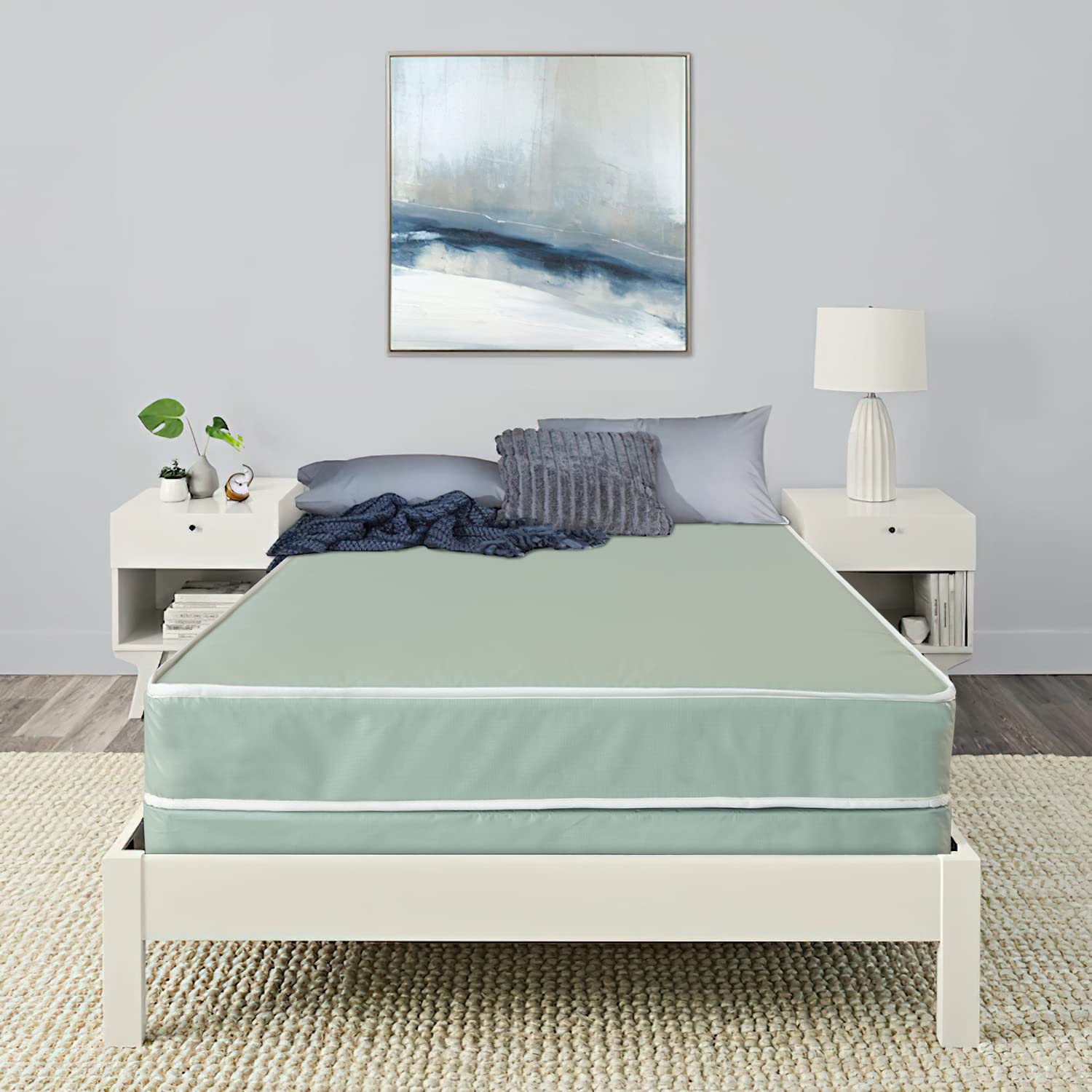 Treaton 8-Inch Firm Double-Sided Waterproof Vinyl Innerspring Mattress & 4