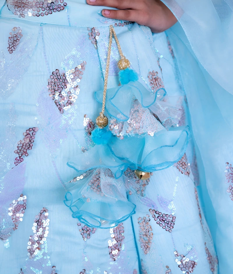 Pre Order: Blue Sequence Embroidery Lehenga Set - Elegant Indian Bridal Outfit for Weddings & Festive Occasions