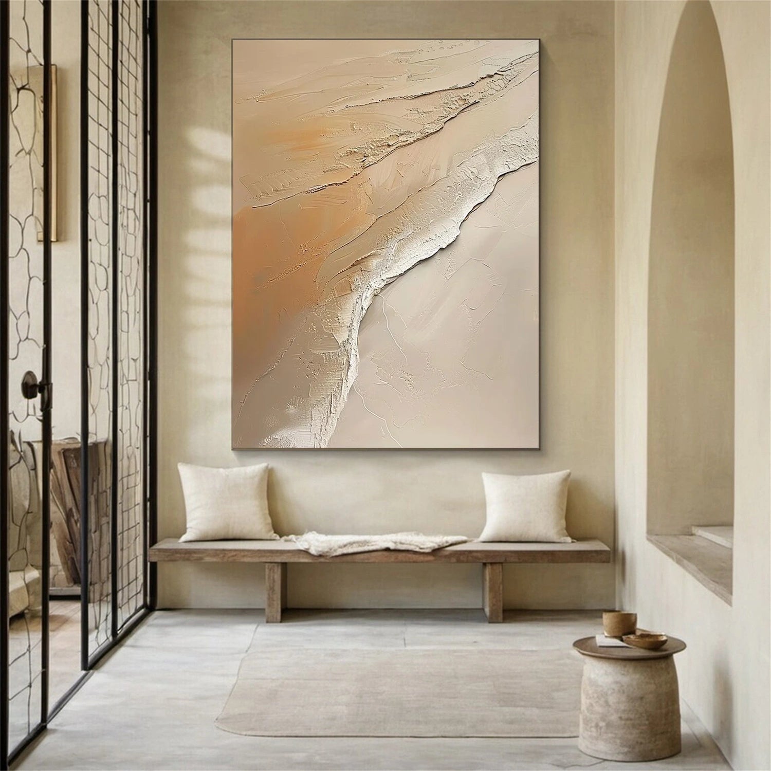 Wabi Sabi Textured Wall Art #WS309 - Handmade Japanese Inspired Abstract Canvas Painting for Living Room, Bedroom & Office Decor