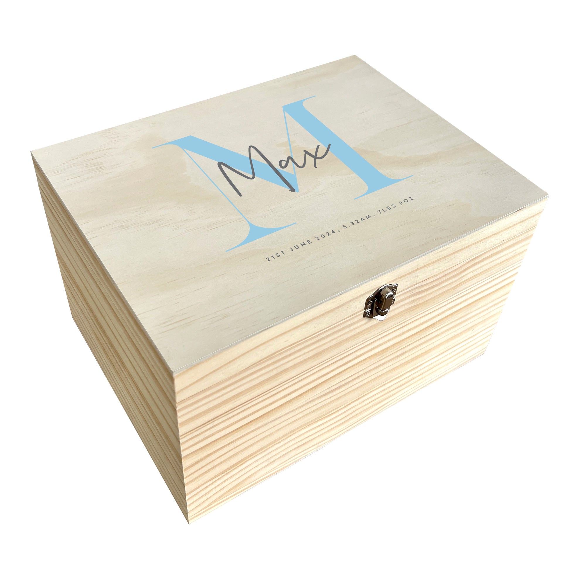 Personalized Baby Keepsake Box with Name & Initial - 5 Sizes (16cm, 20cm, 26cm, 30cm, 36cm) - Custom Newborn Gift, Nursery Decor, Memory Box for First Photos & Milestones