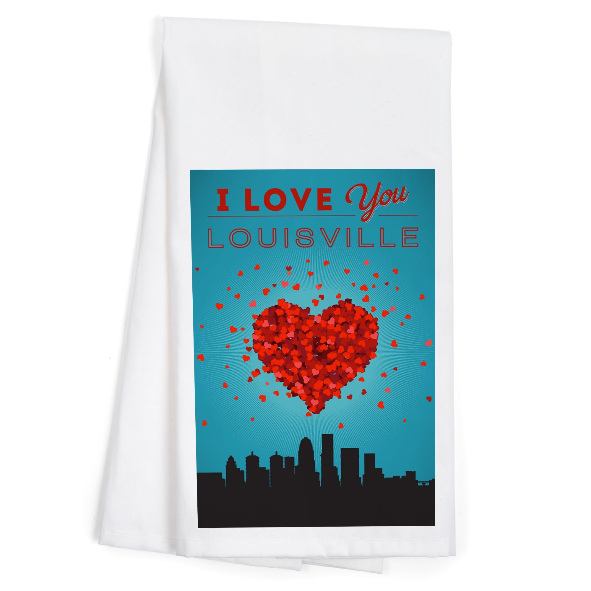 I Love You Louisville Kentucky Cotton Tea Towel - 100% Cotton Decorative Hand Towel for Kitchen & Home Decor - Perfect for Gifts, Housewarming & Southern Style Decor