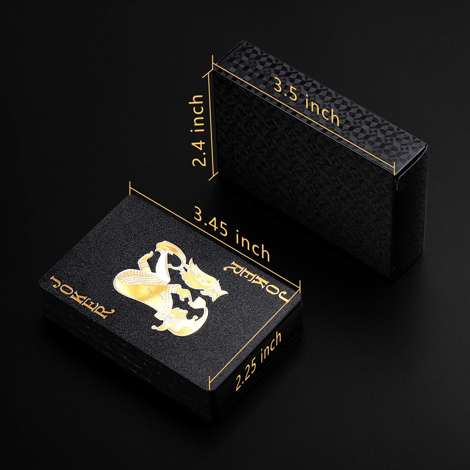 24K Gold Diamond Foil Poker Cards Set - 3 Decks Waterproof Plastic Playing Cards with Gift Box (Black, Gold, Rose Gold) - Perfect for Family Game Nights, Poker Parties & Magic Tricks