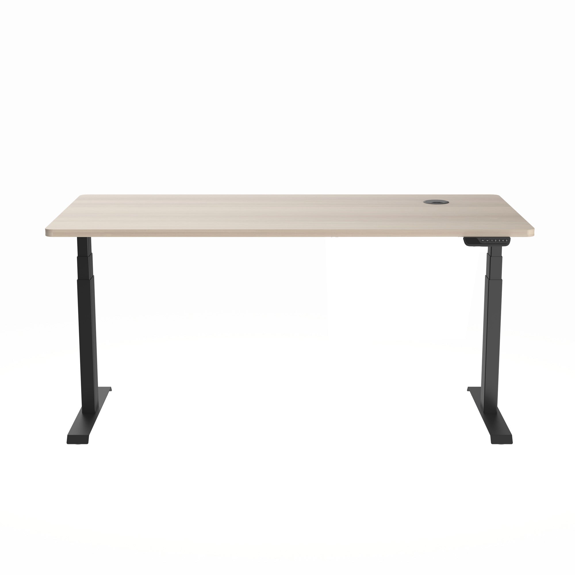 MARLO Single Workstation with Adjustable Height Lift - 1.4M Oak & Black Standing Desk for Home Office, Gaming & Study - Ergonomic Computer Desk for Work from Home & Small Spaces