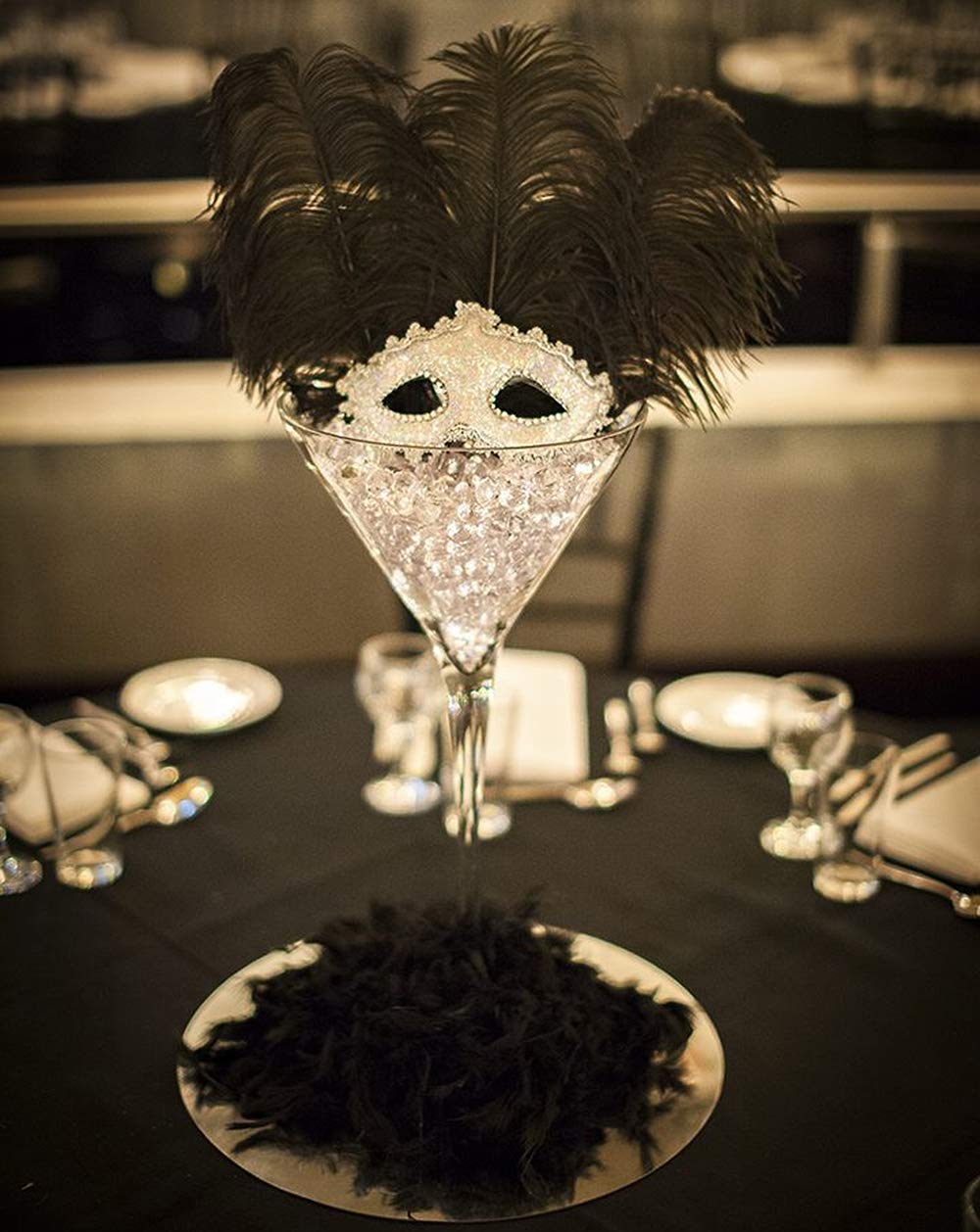 Natural Black Ostrich Feathers 18-20 inch (50pcs) for Wedding Centerpieces, Home Decor, Flower Arrangements, DIY Crafts - Perfect for Christmas Decorations, Party Decor, and Event Styling