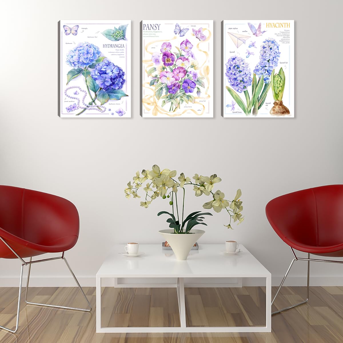 Modern Canvas Wall Art Set - Abstract Flower Paintings for Living Room, Kitchen, Bedroom, Bathroom & Office Decor - Home Wall Decorations & Wall Art Pictures for Stylish Interior Design