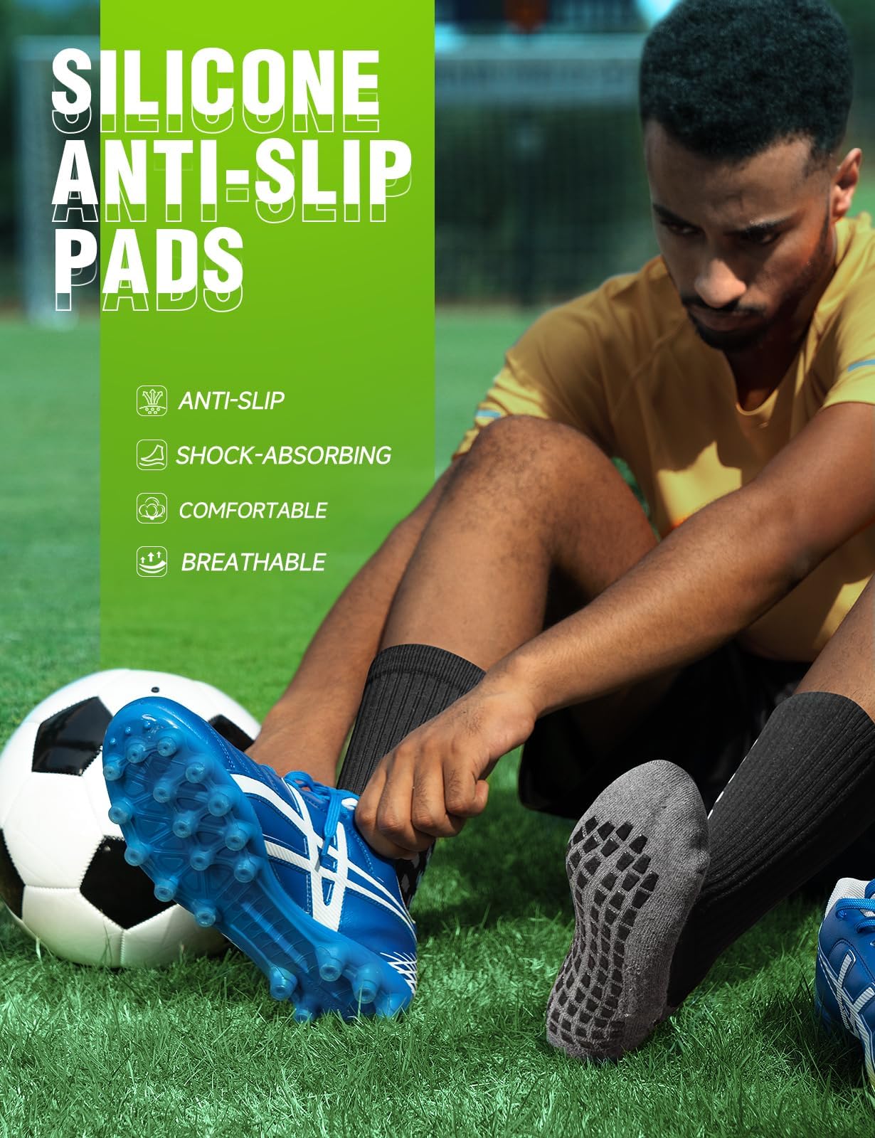 Non-Slip Grip Socks for Men & Women - Anti-Slip Soccer Socks, Yoga & Pilates Socks with Traction - Perfect for Sports, Workouts, and Indoor Activities