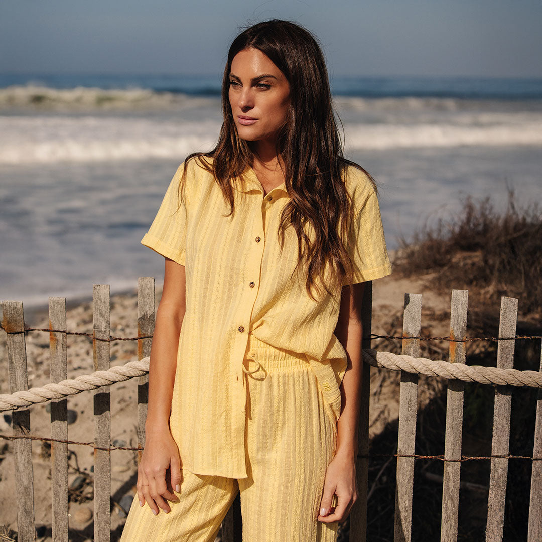 Premium Cabana Shirt in Butter Yellow - Comfortable Beachwear for Men & Women | Perfect for Summer Vacations, Pool Parties and Tropical Getaways