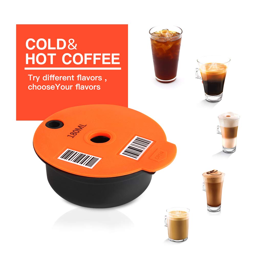 Reusable Tassimo Coffee Capsules - Compatible with Bosch Tassimo Machines, Refillable Coffee Pods (60ml + 180ml) with Scannable Barcode - Perfect for Home & Office Brewing