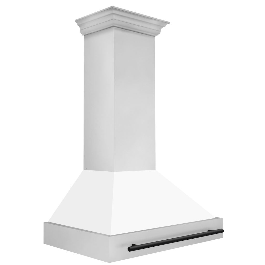 ZLINE Autograph Edition 36 Inch Stainless Steel Range Hood with White Matte Shell & Handle (8654STZ WM36) - Premium Kitchen Ventilation for Modern Homes & Professional Chefs