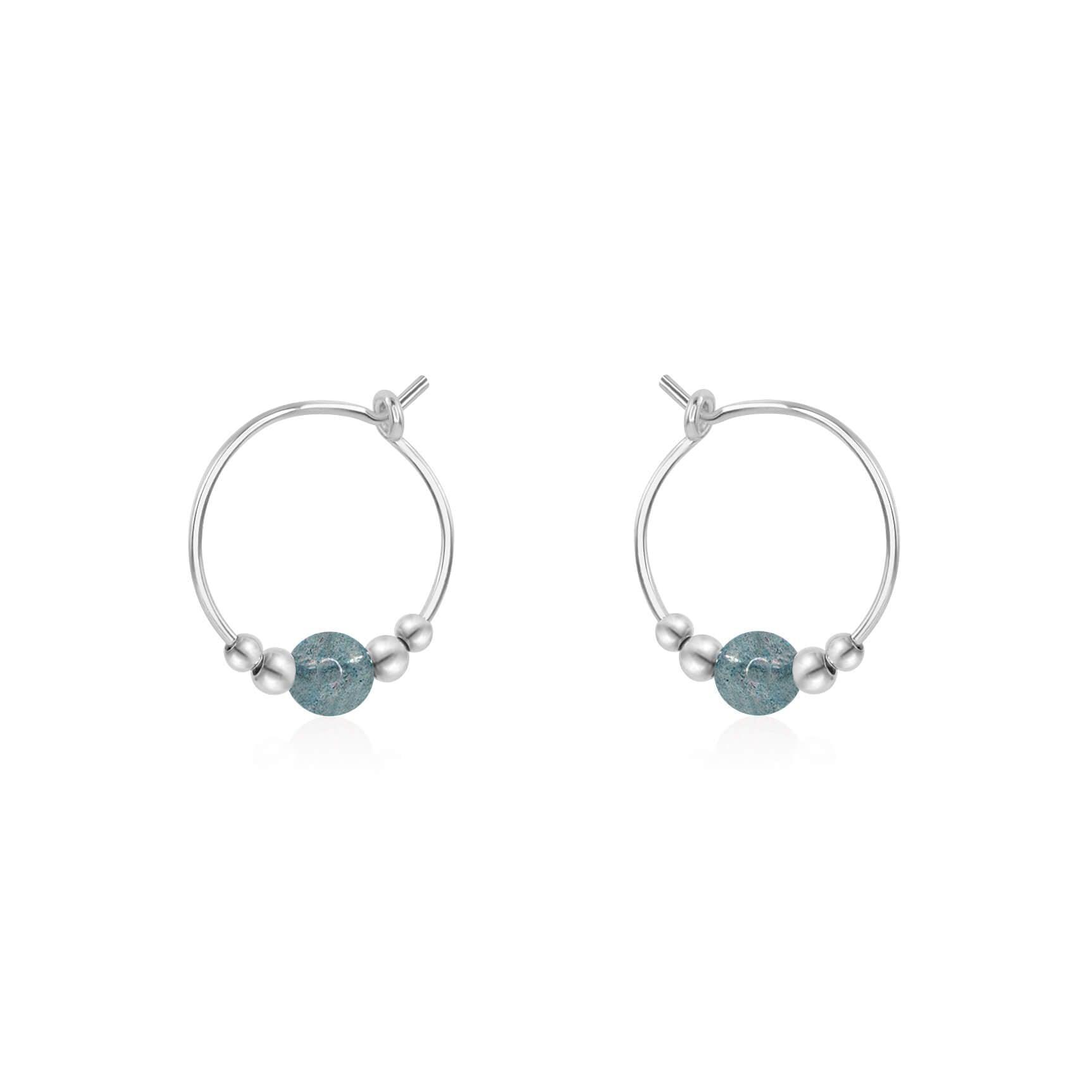 Labradorite Gemstone Hoop Earrings - Dainty Beaded Earrings for Women, Handmade Sterling Silver Jewelry | Perfect for Everyday Wear, Boho Chic Style, and Gift Giving