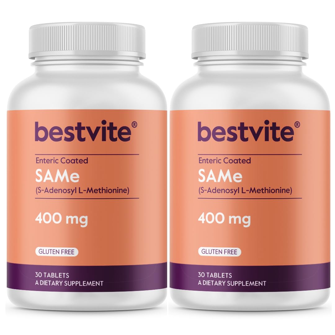BESTVITE SAM-e 400mg Supplement (60 Tablets) - Gluten Free, Mood Support & Joint Health - Supports Emotional Wellness & Healthy Joint Function for Adults