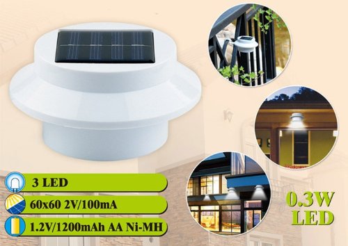 Solar Powered Outdoor LED Light - 3 Bright LEDs for Fence, Roof, Gutter, Garden & Yard Wall Lighting | Weatherproof & Energy Efficient Landscape Lighting for Pathways, Patios & Home Security