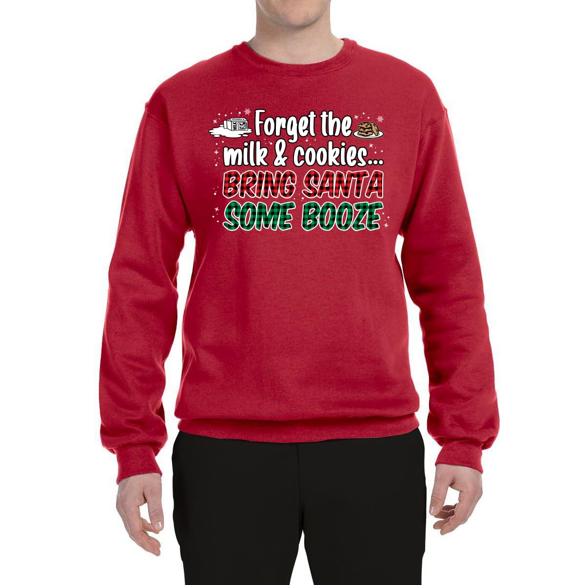 Wild Bobby Santa Booze Graphic Sweatshirt - Unisex Christmas Crewneck Holiday Party Apparel for Ugly Sweater & Festive Gatherings