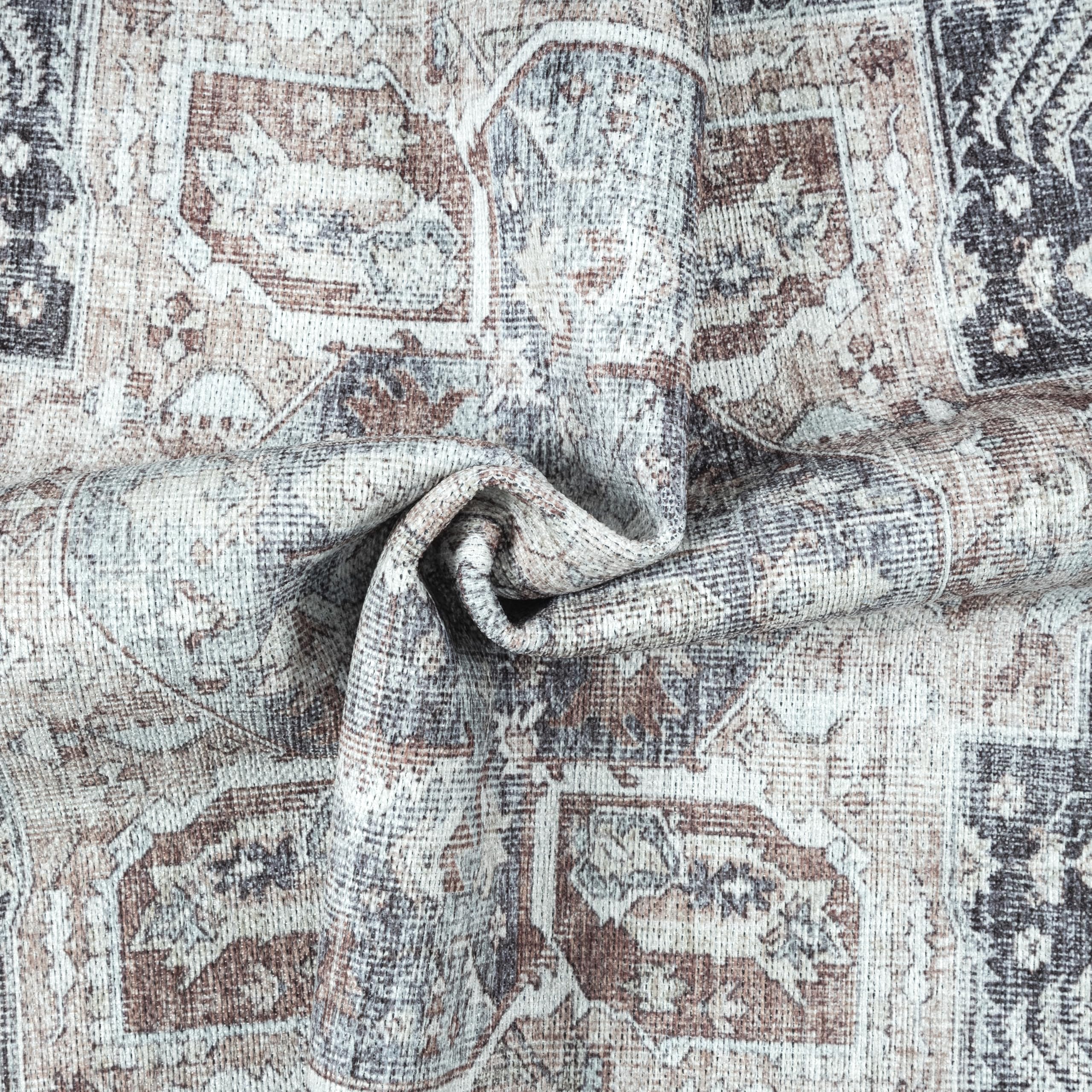 GLN Rugs Vintage Collection - Machine Washable Non-Slip Low Pile Area Rug 2'6