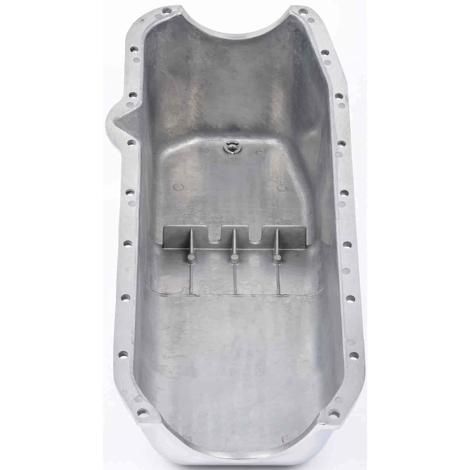 JEGS 50203 High Performance Finned Aluminum Oil Pan - Universal Fit for Cars & Trucks - Improves Engine Cooling & Oil Capacity - Ideal for Racing, Off-Road & Performance Upgrades