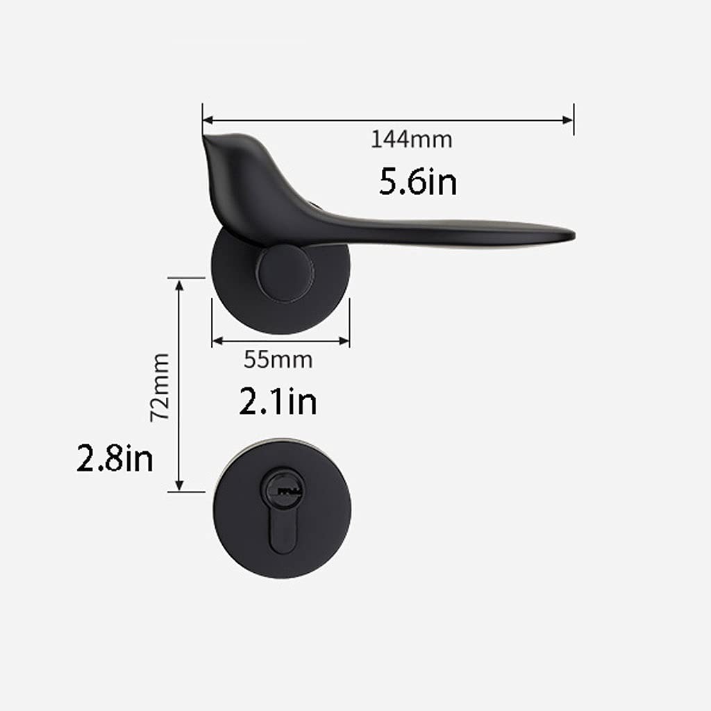 **Silent Metal Door Knob Lever with Key - Bright Chrome Bedroom Bathroom Study Hallway Closet Door Handle Lock - Perfect for Noise-Sensitive Areas & Home Security**