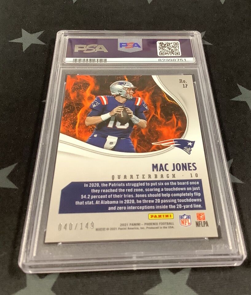 2021 Phoenix Mac Jones Heat Wave Teal #17/149 PSA GEM MT 10 Rookie Football Card - Perfect for Collectors, Investors & Sports Memorabilia Enthusiasts