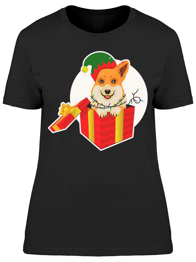 Corgi in A Box Graphic T-Shirt for Women - Cute Dog Lover Tee - Casual Comfort Fit Cotton Top for Everyday Wear, Gifts, and Dog-Themed Outfits