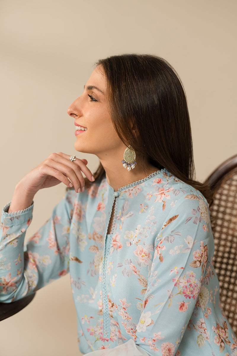 Botanical Bloom 2-Piece Set (Shirt & Dupatta) - Elegant Ethnic Outfit for Women | Perfect for Weddings, Festivals & Special Occasions