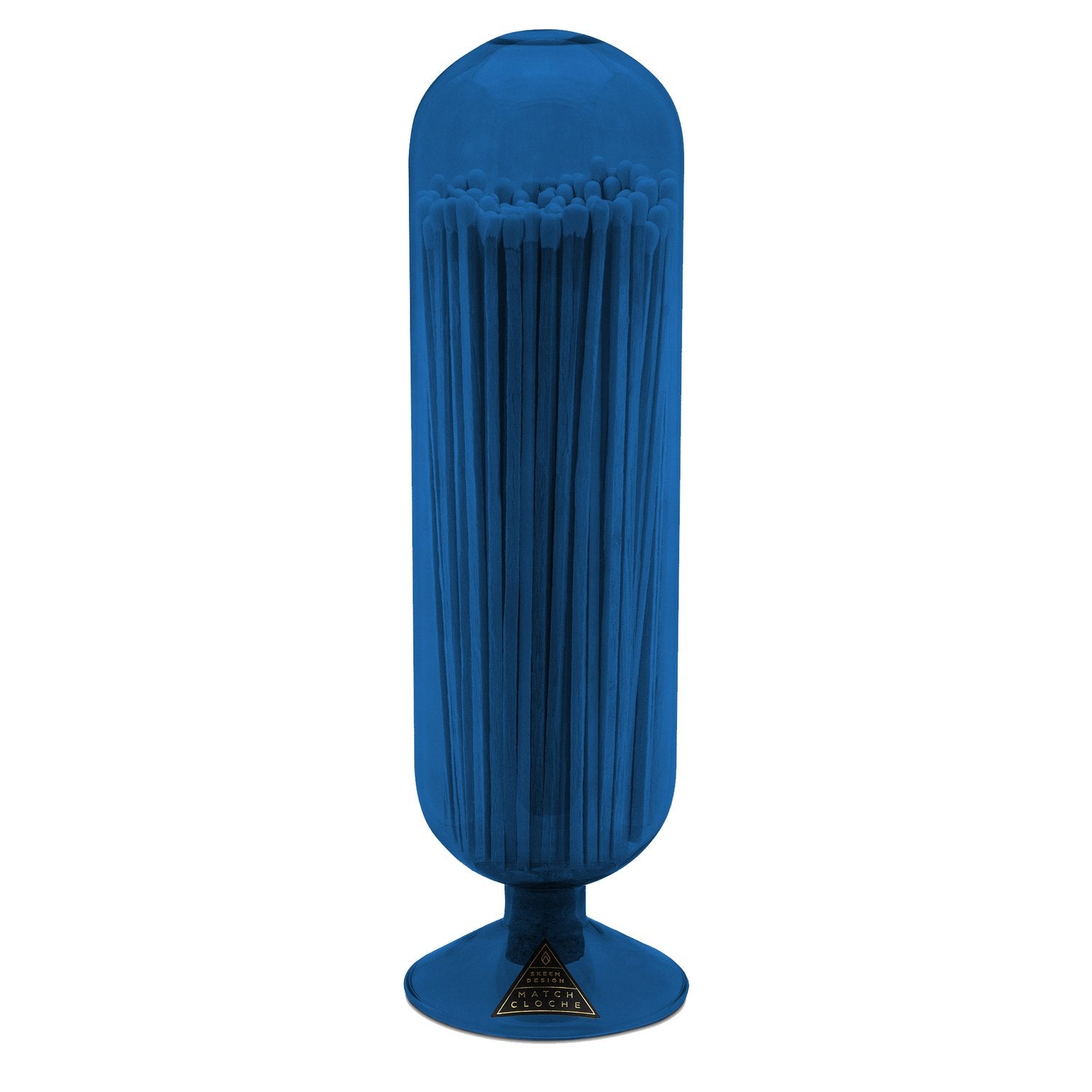 Skeem Fireplace Match Cloche - Indigo Glass Candle Holder for Fireplace Matches | Elegant Home Decor for Fireplace, Mantel, and Dining Table