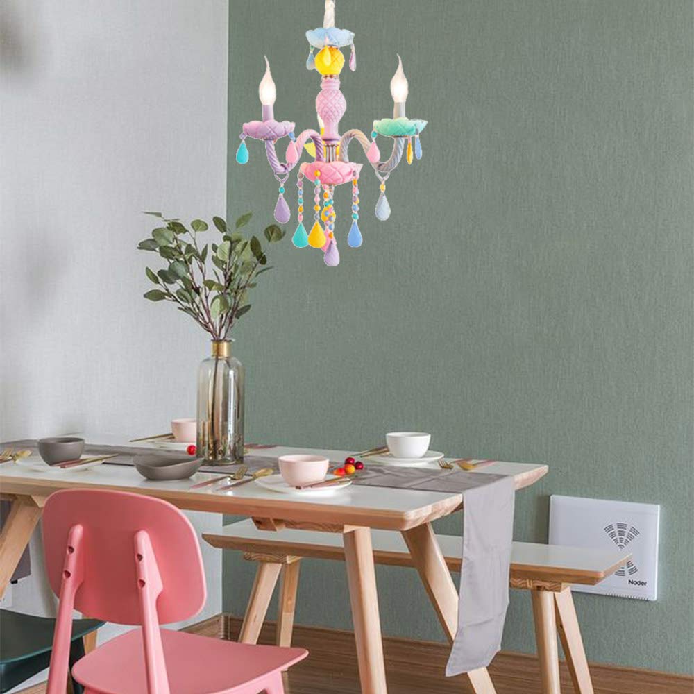 BAYCHEER Crystal Chandelier Lighting - 3-Light Princess Room Ceiling Fixture, Warm Romantic Bedroom Decor for Kids & Adults | Perfect for Nursery, Wedding Decor & Home Interior Design