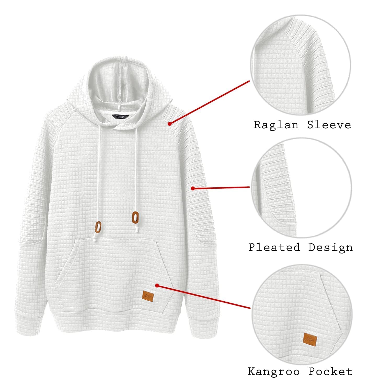 COOFANDY Men's Casual Long Sleeve Hooded Sweatshirt with Kangaroo Pocket | Waffle Knit Pullover Hoodie for Everyday Wear | Perfect for Outdoor Activities, Lounging & Street Style Fashion