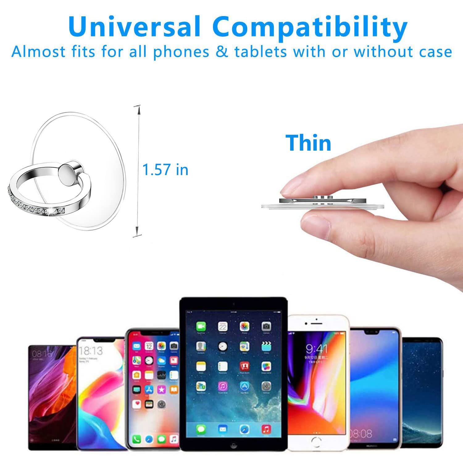 2-Pack Glitter Diamond Phone Ring Holder - 360° Rotatable Kickstand for All Phones - Perfect for Hands-Free Viewing & Selfies