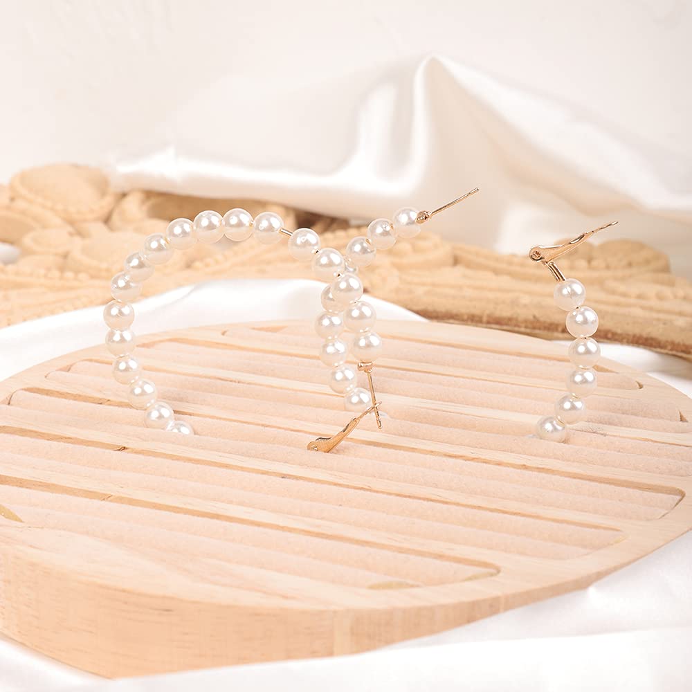 Wiwpar Pearl Hoop Earrings - Elegant Circle Dangle Drop Earrings with Imitation Pearls for Women | Perfect for Weddings, Parties & Everyday Wear (Style 3)