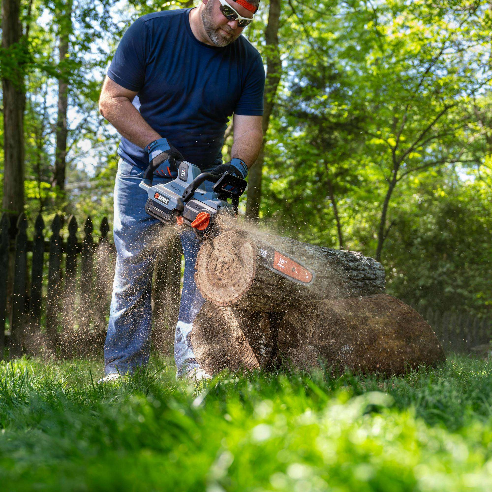 60V Max* 16-Inch Brushless Cordless Chainsaw with 4.0Ah Battery & Charger - X6 Electric Chainsaw for Tree Trimming, Wood Cutting, and Yard Maintenance