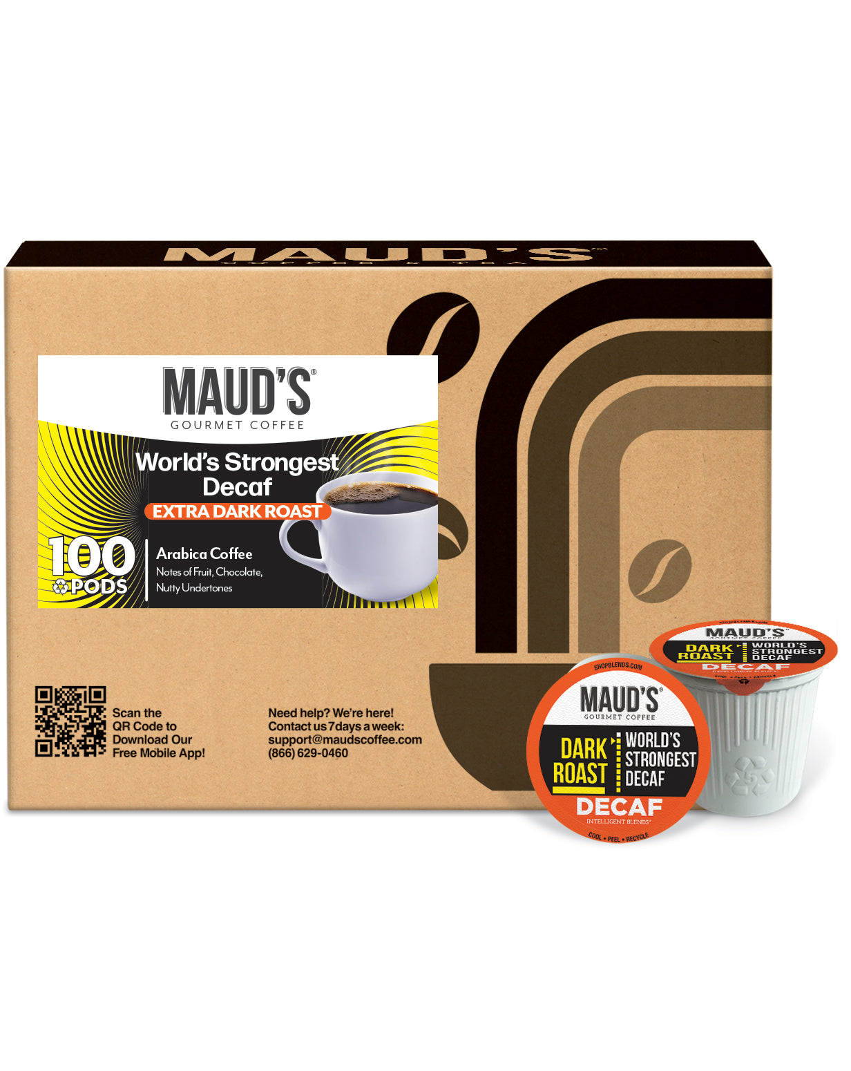 Maud's World's Strongest Decaf Dark Roast Coffee Pods - Bold Flavor, Caffeine-Free - Perfect for Nighttime & Sensitive Stomachs
