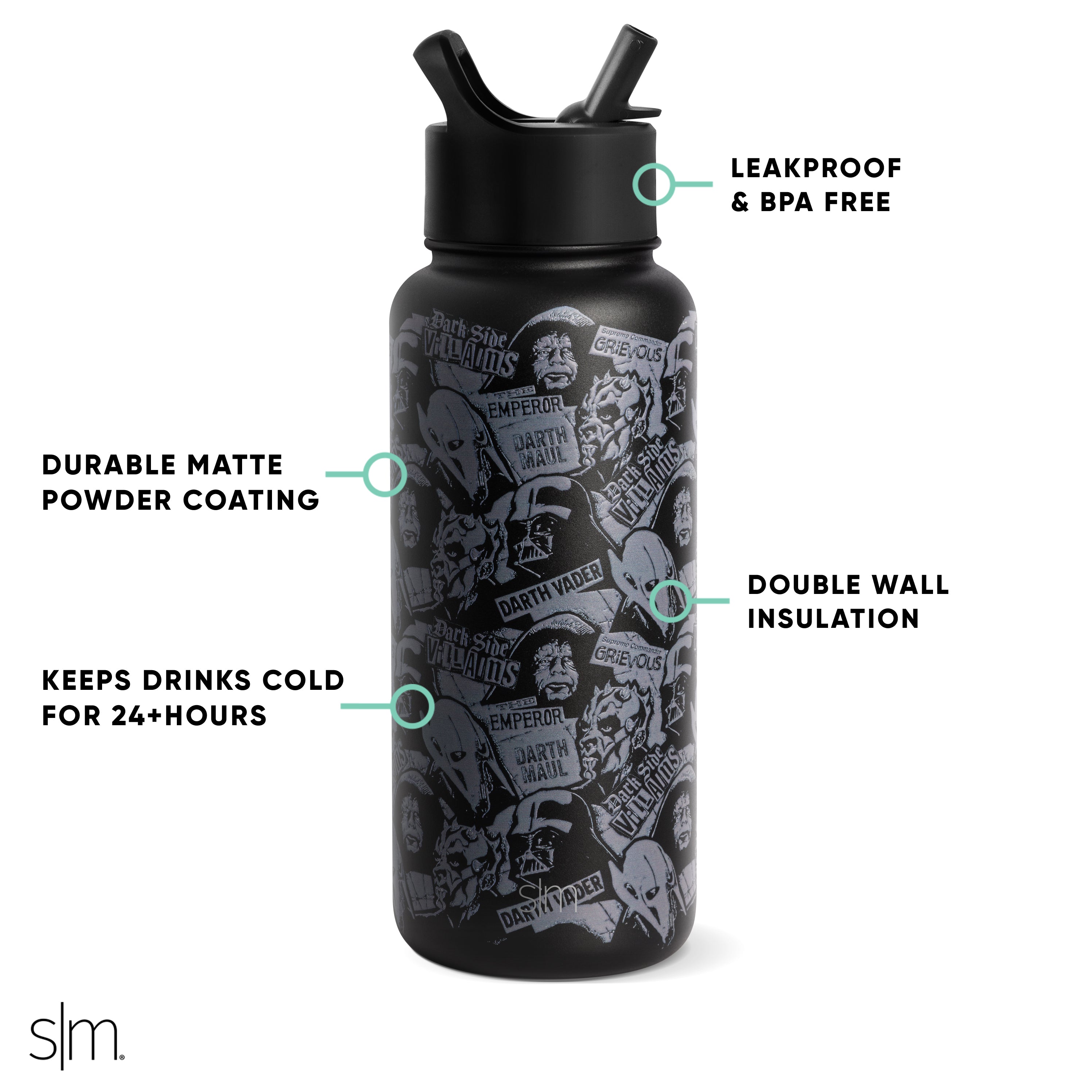 Star Wars™ Summit Stainless Steel Water Bottle - 20oz Insulated Thermos for Hot & Cold Drinks - Perfect for Gym, Hiking, and Office Use