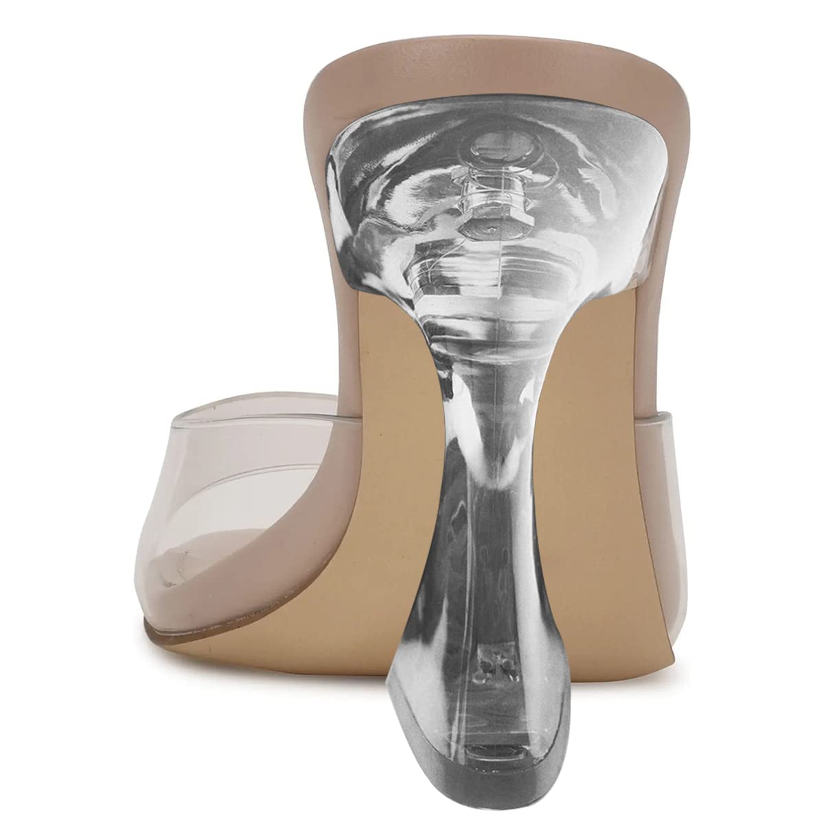 YDN Women's Crystal Chunky High Heel Mules - Sexy Transparent Open Toe Backless Sandals for Beach, Party & Casual Wear - US Sizes 4-16 (Perfect for Summer Outfits, Date Nights & Vacation)